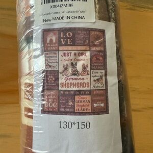 Source Unknown German Shepherd Themed Blanket - Brown and Cream